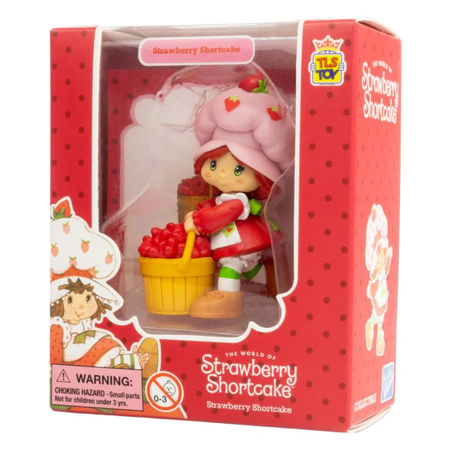 Strawberry Shortcake CheeBee 2.5-inch collectible retro figure with pink hat and red dress, sweetly scented.