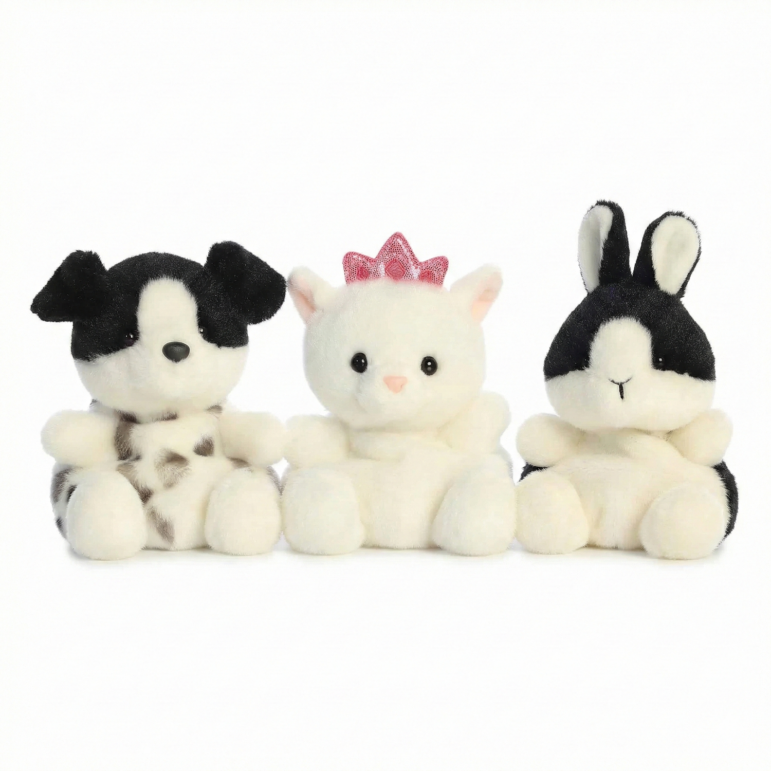 Palm Pals Pets Collection - A Black & White Dog, White Kitten and Black & White Bunny