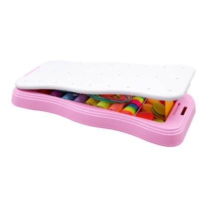 10-Bracelet Friendship Bracelet Kit, featuring a portable pink weaving loom and colorful threads for making custom bracelets