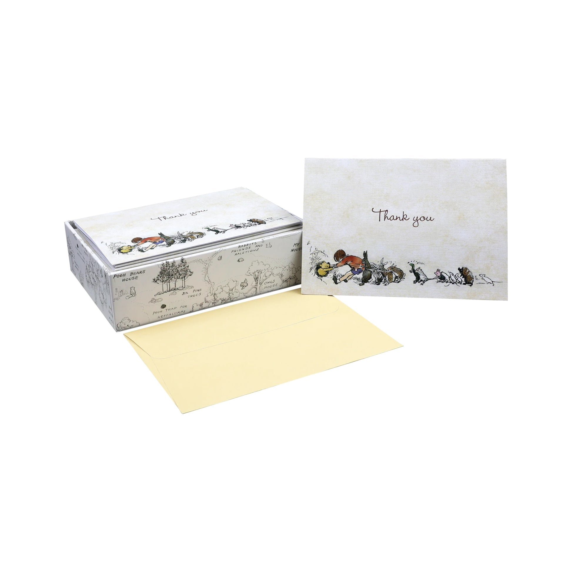 14-Count Pooh Bear Thank You Notes, featuring classic E.H. Shepard Winnie-the-Pooh illustrations with matching self-sealing envelopes