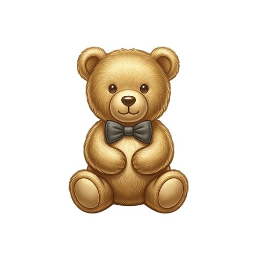 Illustration of a teddy bear with a bow tie on a white background