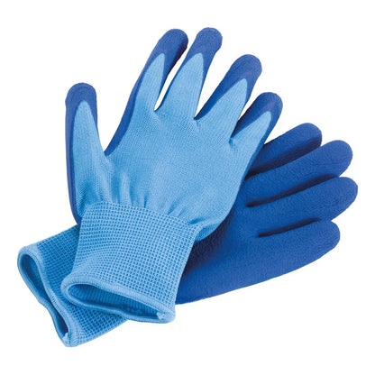 Pair of blue gloves on a white background