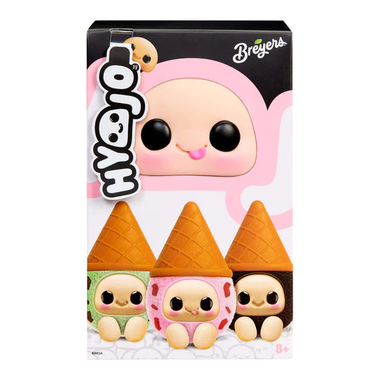 Hyojo Breyers Ice Cream Cone Series blind box collectible plush featuring cute expressive faces inside chocolate, mint chocolate chip, and strawberry ice cream designs.