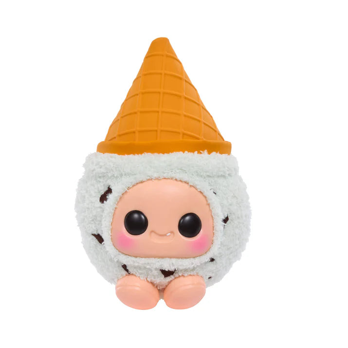 Hyojo Breyers Ice Cream Cone Series blind box collectible plush featuring cute expressive faces inside chocolate, mint chocolate chip, and strawberry ice cream designs.