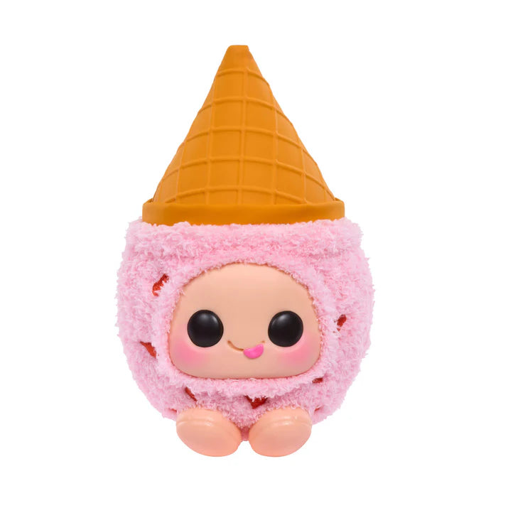 Hyojo Breyers Ice Cream Cone Series blind box collectible plush featuring cute expressive faces inside chocolate, mint chocolate chip, and strawberry ice cream designs.
