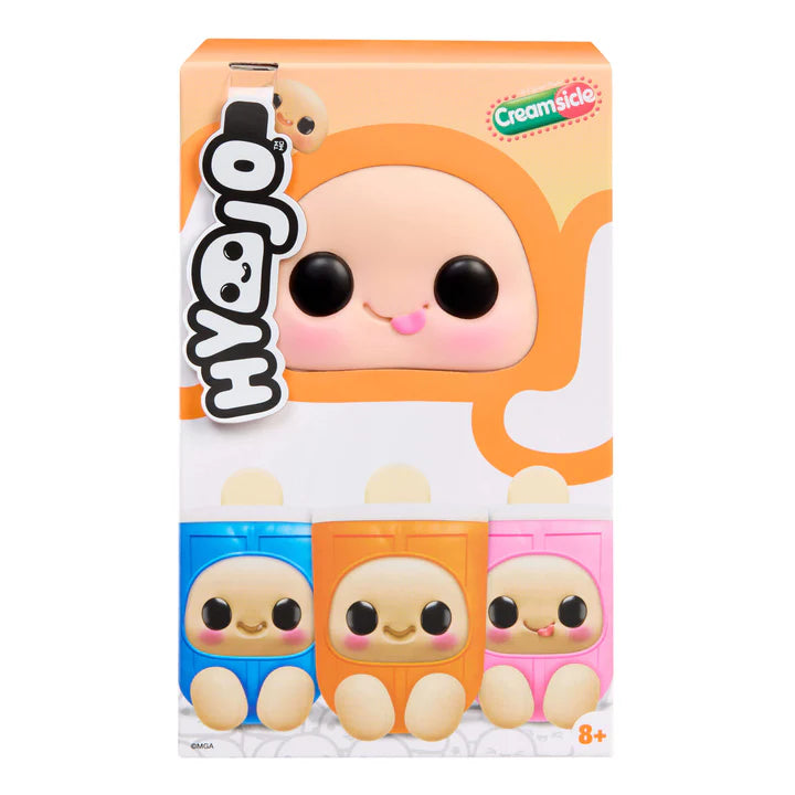 Hyojo Creamsicle Series blind box collectible plush featuring cute expressive faces inside orange, pink, and blue popsicle designs.