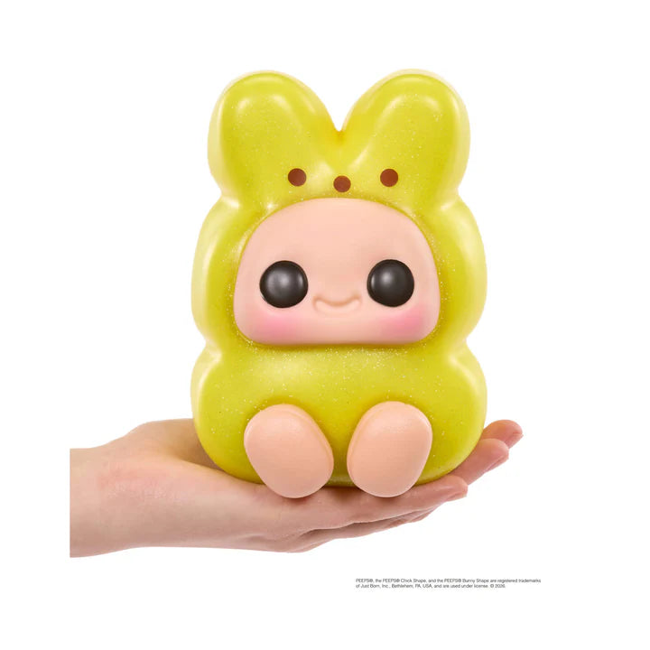 Hyojo PEEPS Marshmallow Bunny Series blind box collectible plush featuring cute expressive faces inside pink, blue, and yellow bunny marshmallow designs.