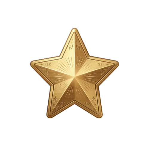 Gold star emblem on a white background