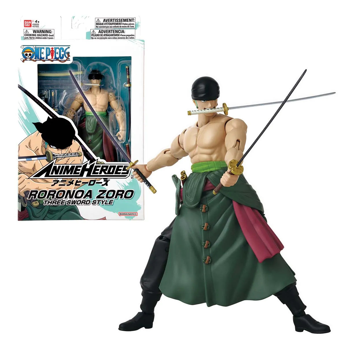 Anime Heroes One Piece Roronoa Zoro Three Sword Style Action Figure