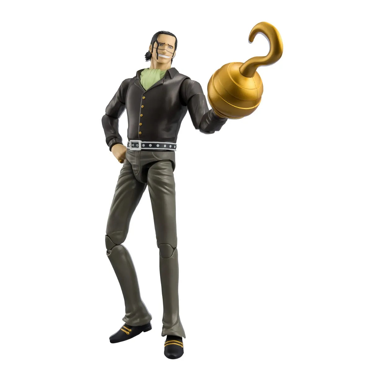 Anime Heroes One Piece Crocodile 6.5-inch action figure standing posed with his signature large golden hook left hand.
