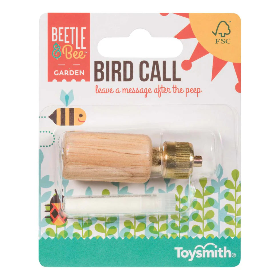 Bird call product in packaging with Beetle & Bee and Toysmith branding
