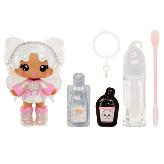 Product packaging view of Yummiland Lip Gloss Doll Series 2 Mystery pack, indicating a chance to find the rare Chase #1 Sprinkles Ava Ice Cream variant.