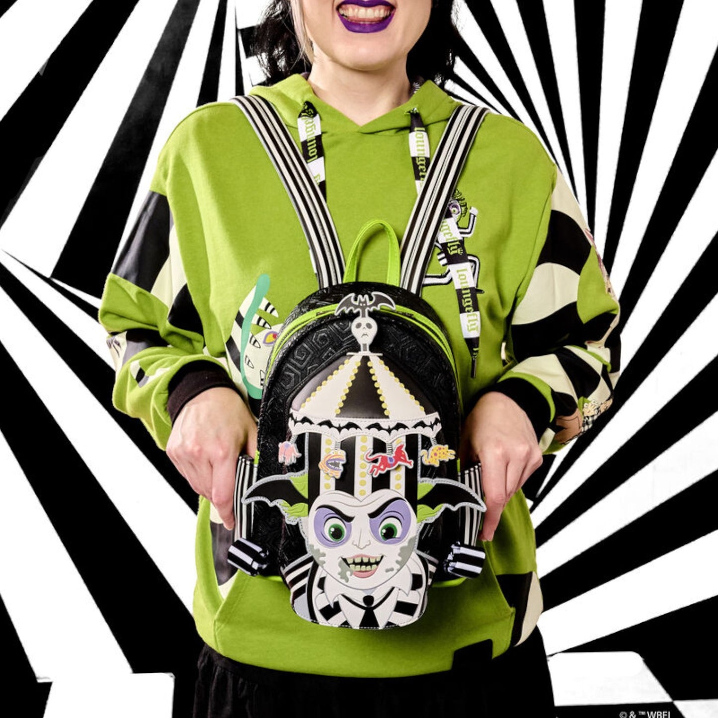 Loungefly Beetlejuice Carousel Hat Light Up Cosplay Mini Backpack image 1