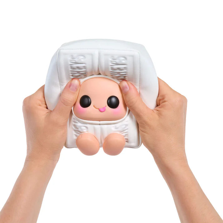 yojo Hershey's Series blind box collectible plush featuring cute expressive faces inside brown chocolate, white chocolate, and pink strawberry chocolate bar wrapper designs.