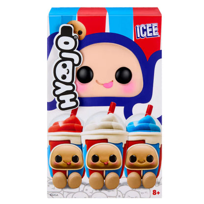 Hyojo ICEE Slushies Series blind box collectible plush featuring cute expressive faces inside cherry, blue raspberry, and white cherry soda slushie cups.