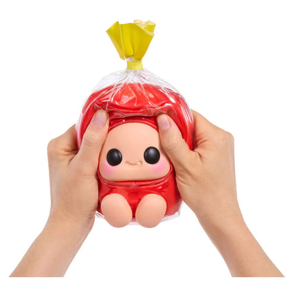 Hyojo Jolly Rancher Series blind box collectible plush featuring cute expressive faces inside blue raspberry, cherry, and grape candy wrappers.