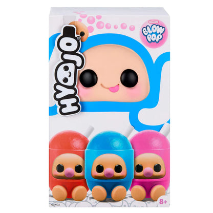 Hyojo Blow Pop Series blind box collectible plush featuring cute expressive faces inside cherry, watermelon, and blue razz lollipop designs.
