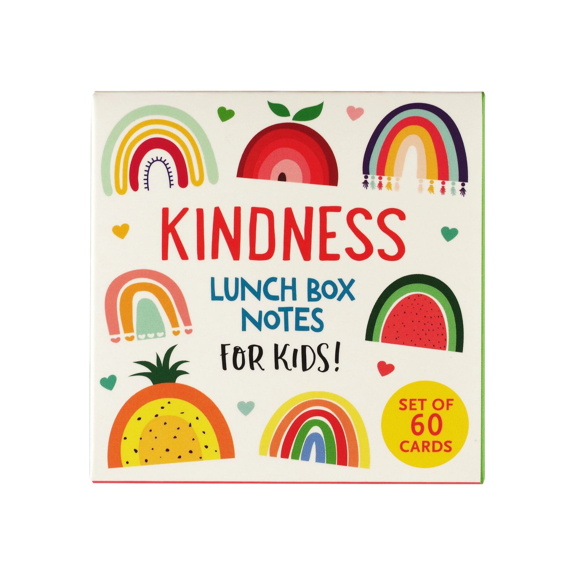 60-Count Kindness Lunch Box Notes for Kids, a reusable box containing colorful cards with uplifting quotes and space for personal notes