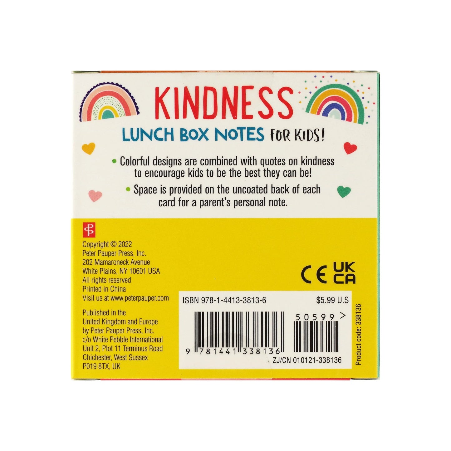 60-Count Kindness Lunch Box Notes for Kids, a reusable box containing colorful cards with uplifting quotes and space for personal notes