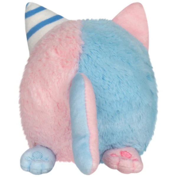Squishable Alter Egos Cotton Candy Kitty 4-Inch Plush, a half-pink and half-blue cat soft toy with a striped horn