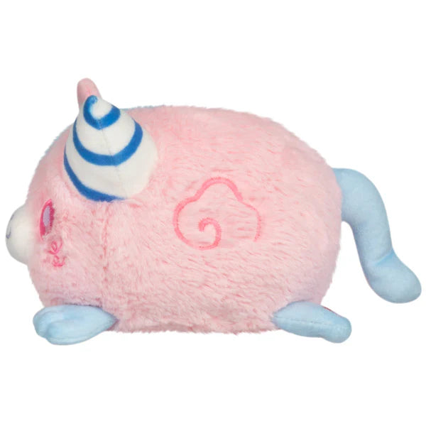 Squishable Alter Egos Cotton Candy Kitty 4-Inch Plush, a half-pink and half-blue cat soft toy with a striped horn