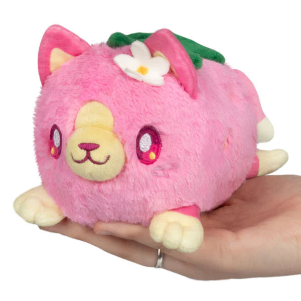 Squishable Alter Egos Series 18 Strawberry Kitty 4.5-Inch Plush, a pink and cream cat soft toy with strawberry leaf accents