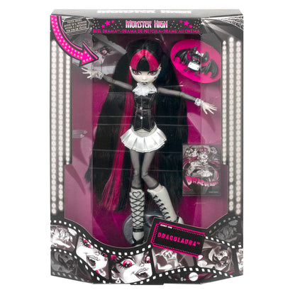 Monster High Draculaura Reel Drama doll in packaging on a white background