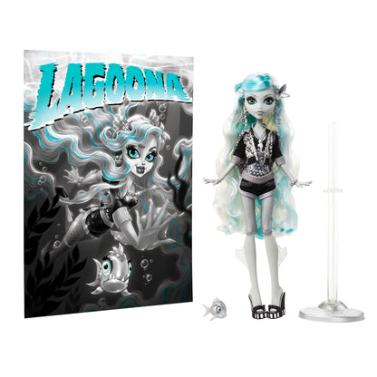 Monster High Reel Drama Lagoona Blue Doll with packaging featuring the character Lagoona Blue.