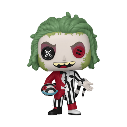 Funko Pop! Beetlejuice Patchwork vinyl figure featuring wild green hair, mismatched button eyes, and a split striped suit.