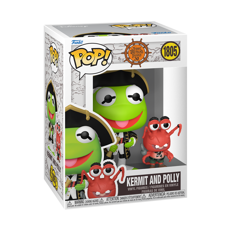 Funko Pop! & Buddy Muppet Treasure Island box displaying Kermit in a naval coat and Polly Lobster in an ascot.