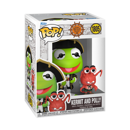 Funko Pop! & Buddy Muppet Treasure Island box displaying Kermit in a naval coat and Polly Lobster in an ascot.