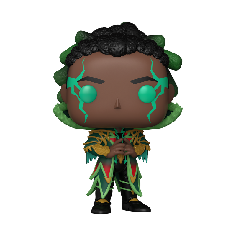 Funko Pop! Magic: The Gathering Dellian Fel vinyl figure featuring green facial markings and ornate spellcasting robes.