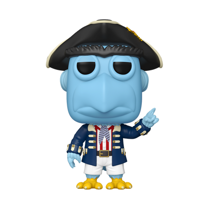 Funko Pop! Muppet Treasure Island Sam Eagle figure wearing a pirate tricorne hat and navy naval coat.