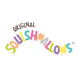 Colorful 'Original Squishmallows' logo on a white background