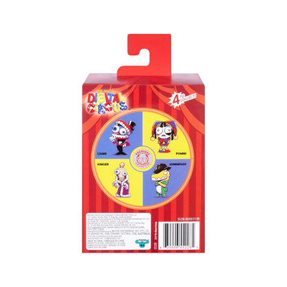 Toy packaging of The Amazing Digital Circus 4-inch Gummigoo vinyl figure featuring a luminous skin effect and collector card
