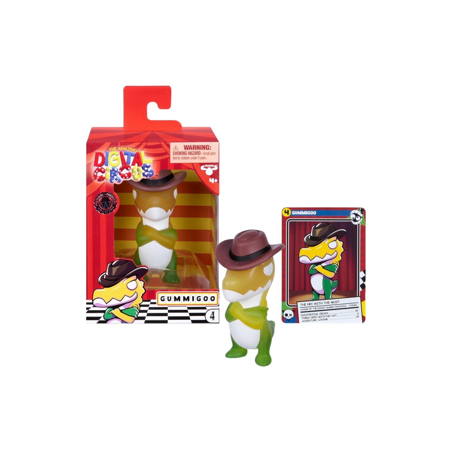 The Amazing Digital Circus 4-inch Gummigoo vinyl figure featuring a luminous skin effect and collector card