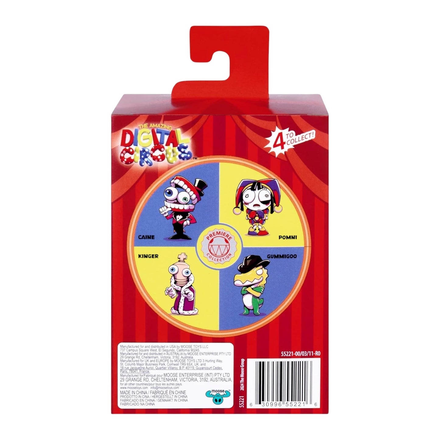 Cartoon character packaging with a red and white background