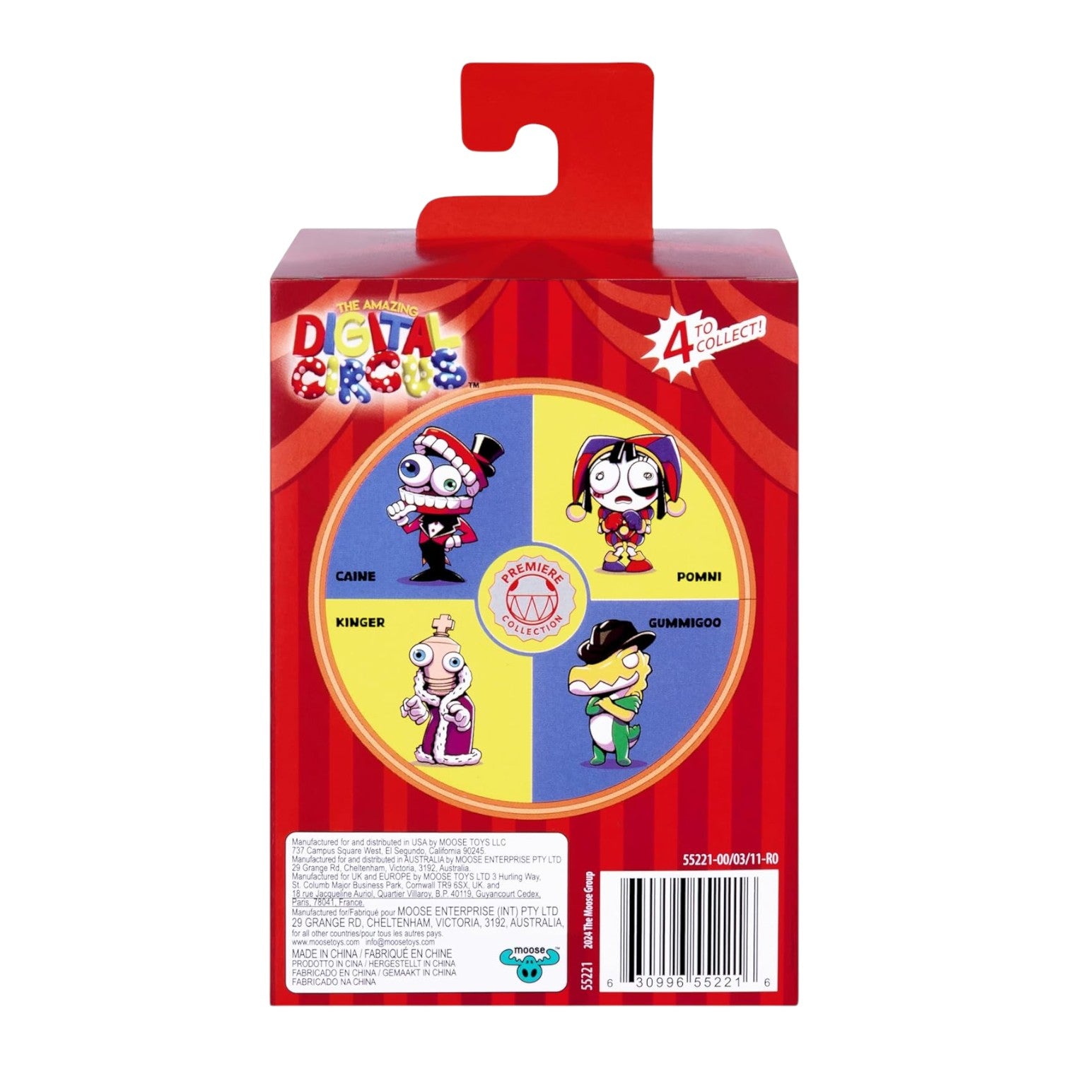 Cartoon character packaging with a red and white background