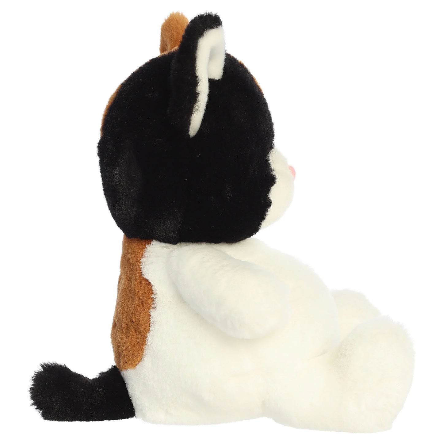 Aurora Dumplin' 9.5-inch Calico Kitten plush toy featuring a chonky white body, soft calico patterned head, and a minimalist face.