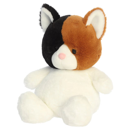 Aurora Dumplin' 9.5-inch Calico Kitten plush toy featuring a chonky white body, soft calico patterned head, and a minimalist face.