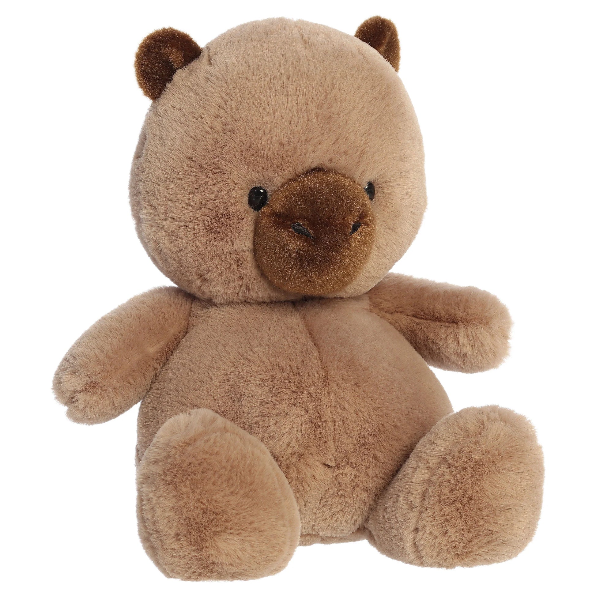 Aurora Dumplin' 9-inch Capybara plush toy featuring a chonky warm brown body, tiny plump limbs, and a sweet minimalist expression.