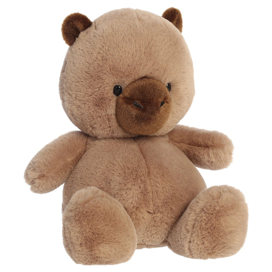 Aurora Dumplin' 9-inch Capybara plush toy featuring a chonky warm brown body, tiny plump limbs, and a sweet minimalist expression.