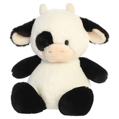 Aurora Dumplin' plush black and white cow featuring a plump round body, soft snout, and black eye patch.