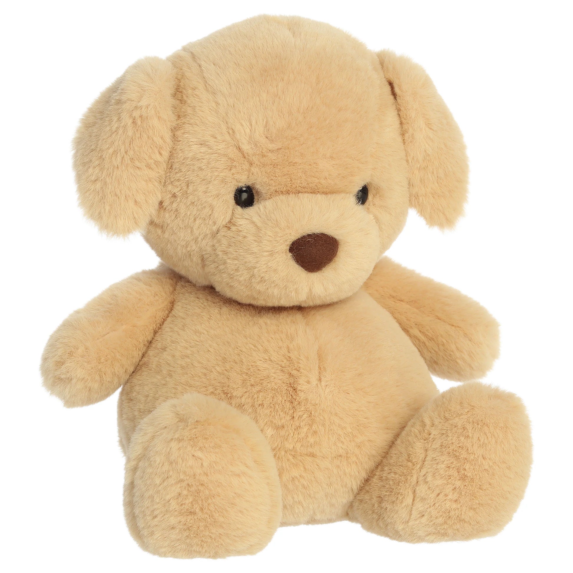 Aurora Dumplin' golden retriever plush featuring a plump round body, floppy ears, and a dark brown nose.