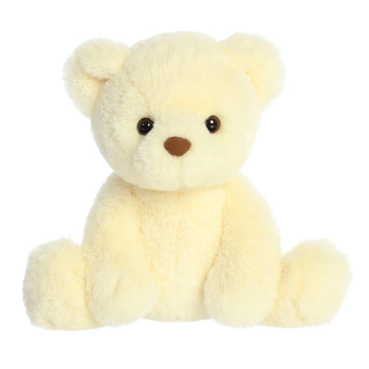Product view of Aurora Gelato Bear Vanilla, a soft cream-white teddy bear with a fluffy texture and brown nose.