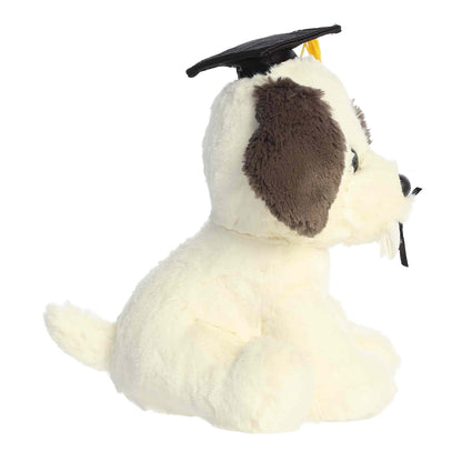 Side view of Aurora Graduation Terrier Pup plush