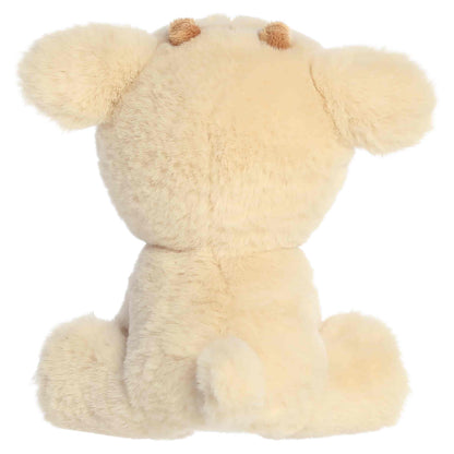 Aurora Dashing Reindeer plush in buttercream cream fur sitting upright with dark eyes, a brown nose, and brown hooves.