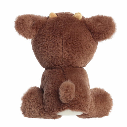 Aurora Holiday Dashing Reindeer Plush in Cocoa Brown sitting upright with soft white chest fur.
