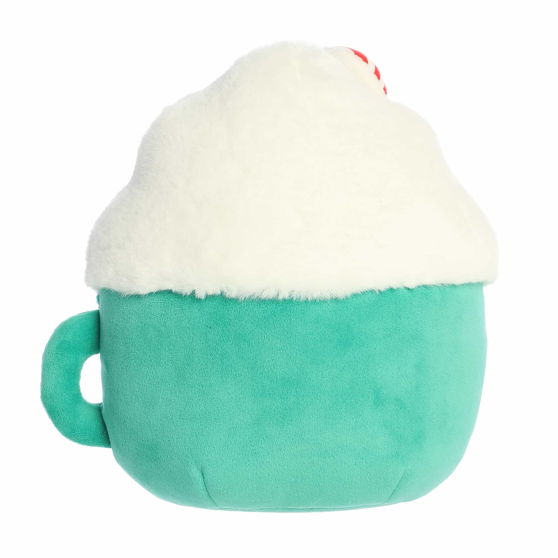 Back of Mint to Be Merry plush with candy cane and whipped cream topper