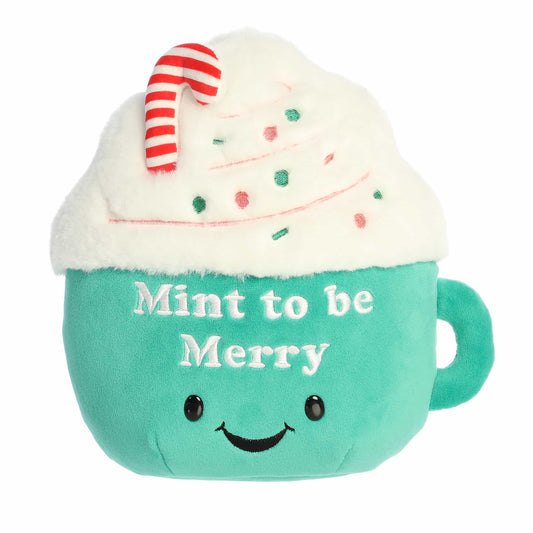 Mint to Be Merry plush with candy cane and whipped cream topper